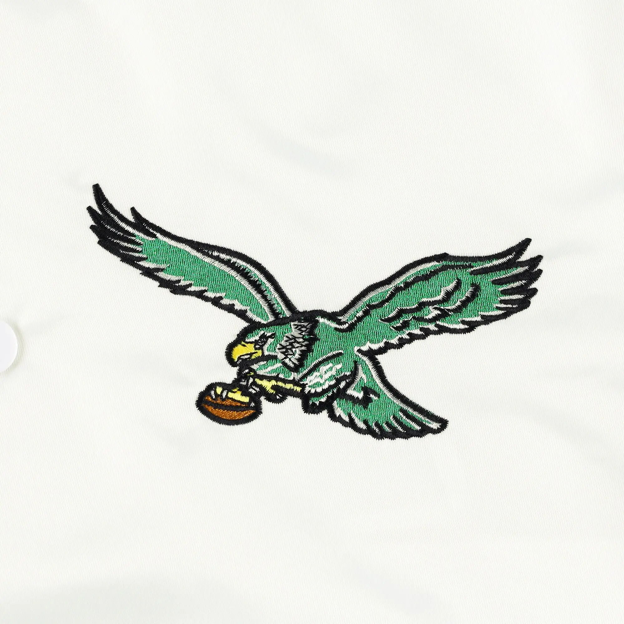Philadelphia Eagles The Power Forward Full-Snap Satin Varsity White Jacket - Image 3