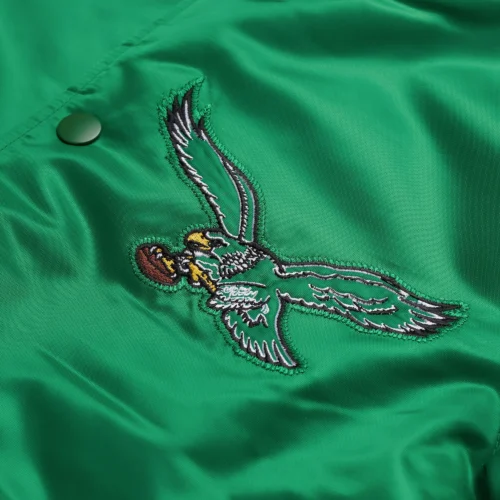 Philadelphia Eagles Pick & Roll Green Satin Varsity Jacket - Image 3