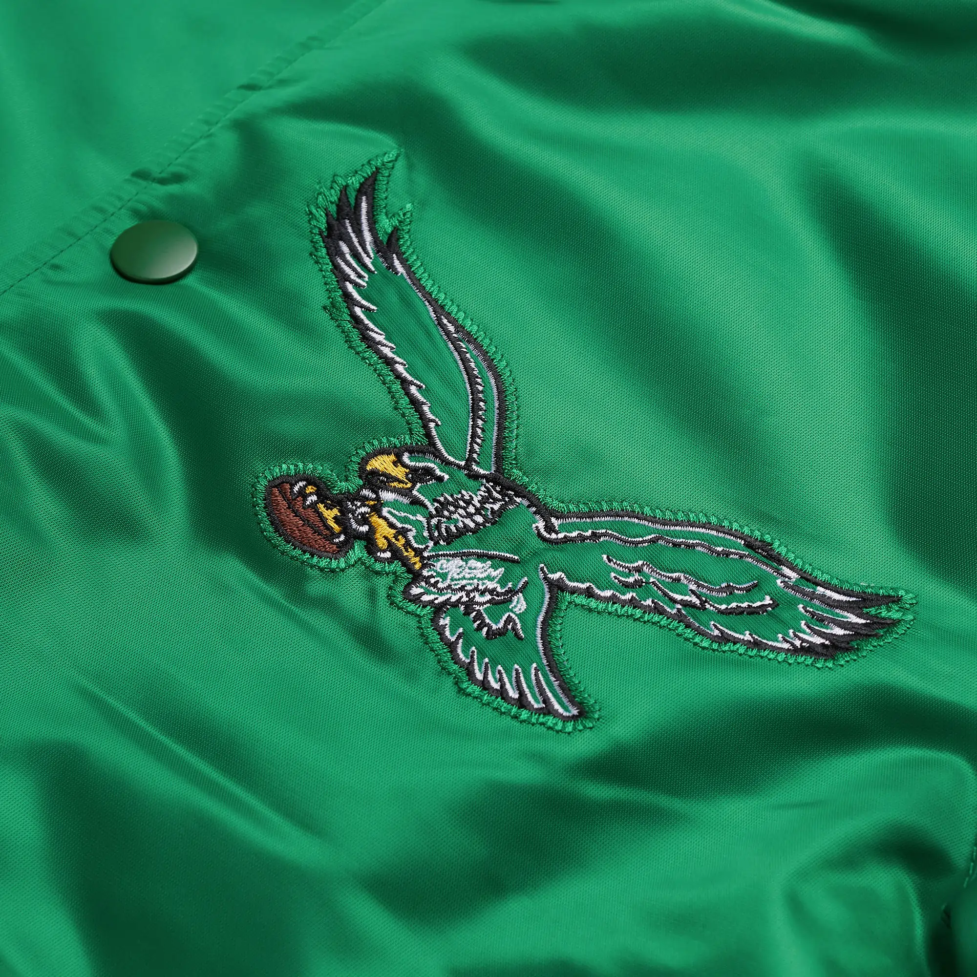Philadelphia Eagles Pick & Roll Green Satin Varsity Jacket - Image 3