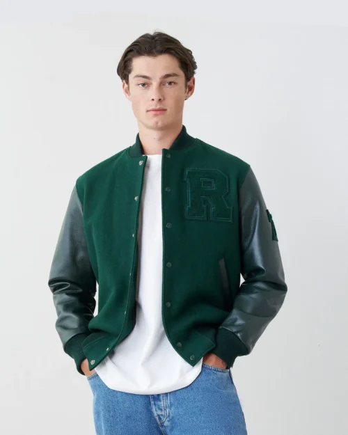 Roots Vintage 2.0 Green Wool & Leather Varsity Jacket