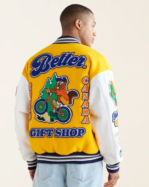 Alternative view of Roots X Better Gift Shop Buddy Yellow/White Wool & Leather Varsity Jacket