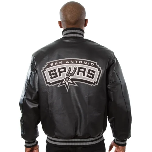 Alternative view of San Antonio Spurs Full Leather Black Varsity Jacket