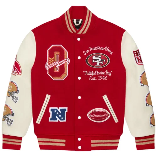 San Francisco 49ers Scarlet Full-Snap Red/White Varsity Jacket