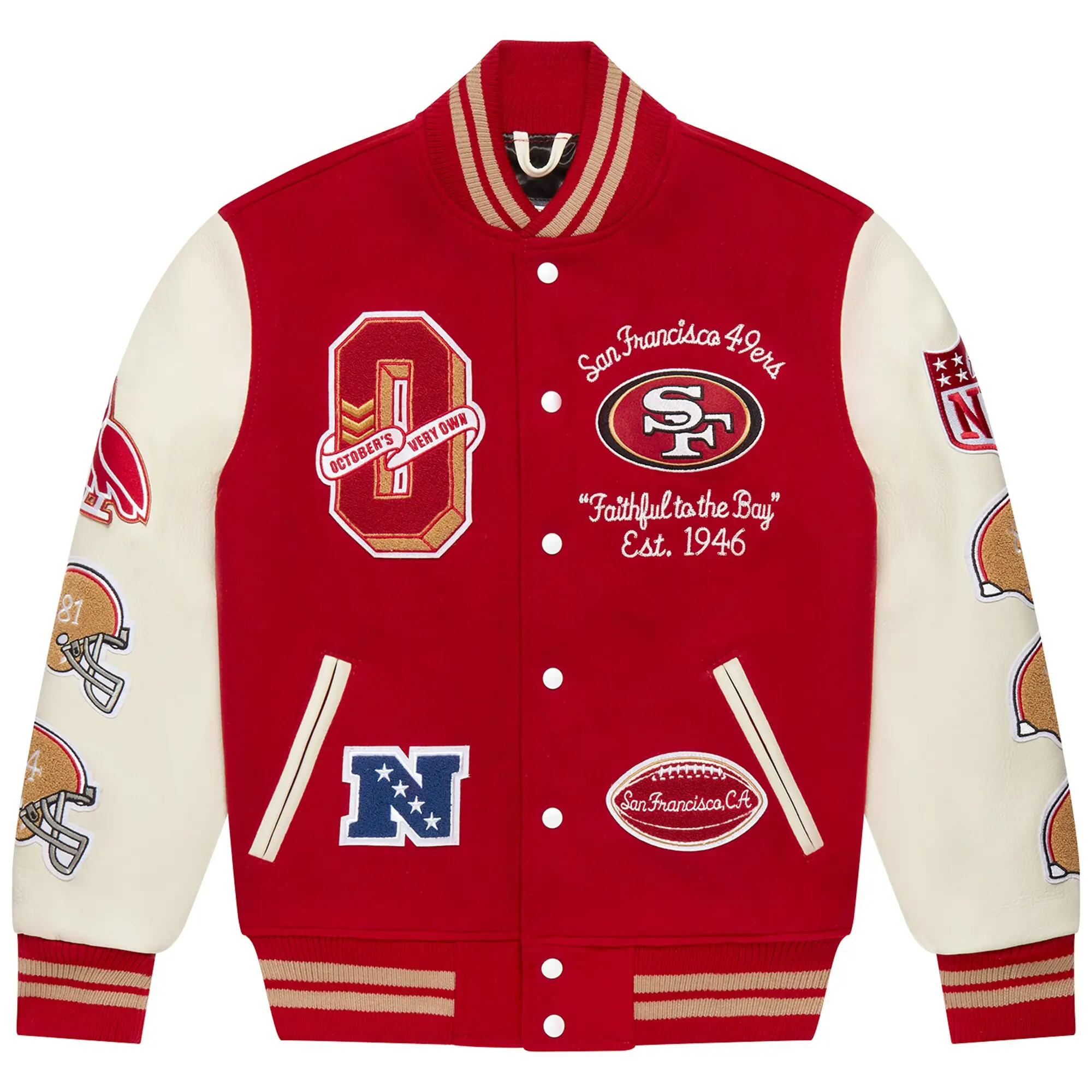 San Francisco 49ers Scarlet Full-Snap Red/White Varsity Jacket