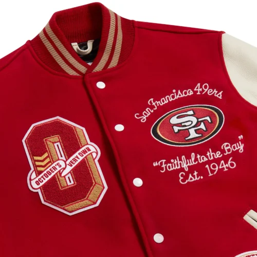 San Francisco 49ers Scarlet Full-Snap Red/White Varsity Jacket - Image 3