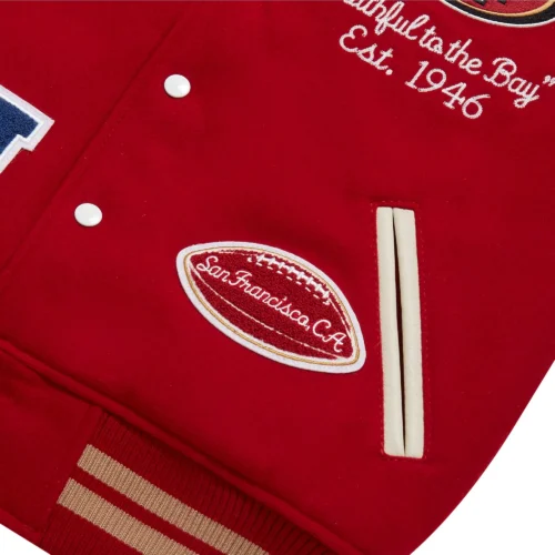 San Francisco 49ers Scarlet Full-Snap Red/White Varsity Jacket - Image 4