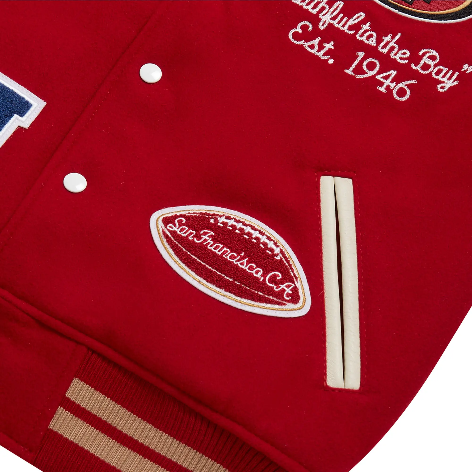 San Francisco 49ers Scarlet Full-Snap Red/White Varsity Jacket - Image 4