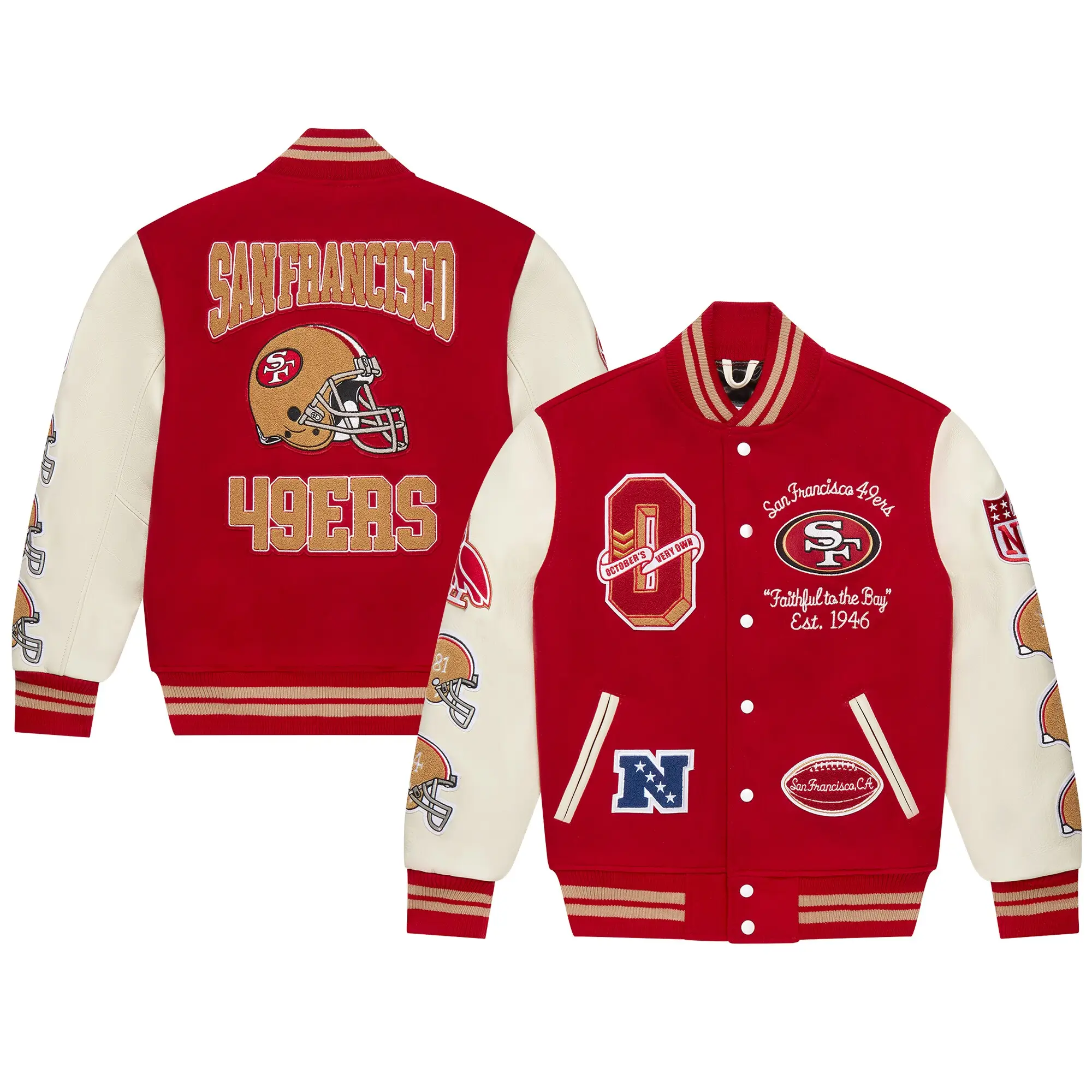 San Francisco 49ers Scarlet Full-Snap Red/White Varsity Jacket - Image 6