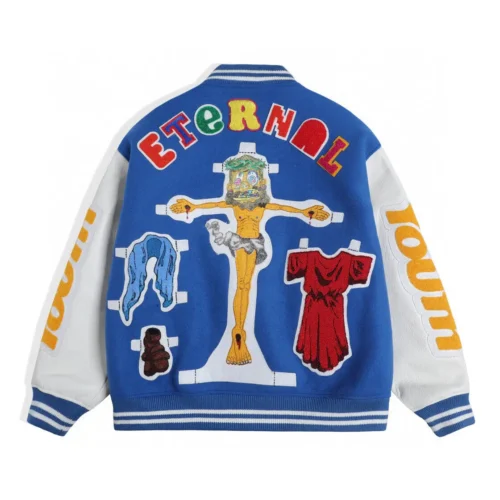 Alternative view of Super Bowl Damar Hamlin Blue & White Varsity Jacket