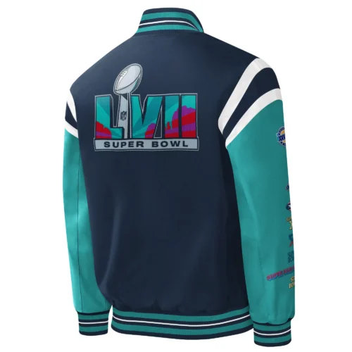 Alternative view of Super Bowl LVII Quick Navy & Green Varsity Jacket