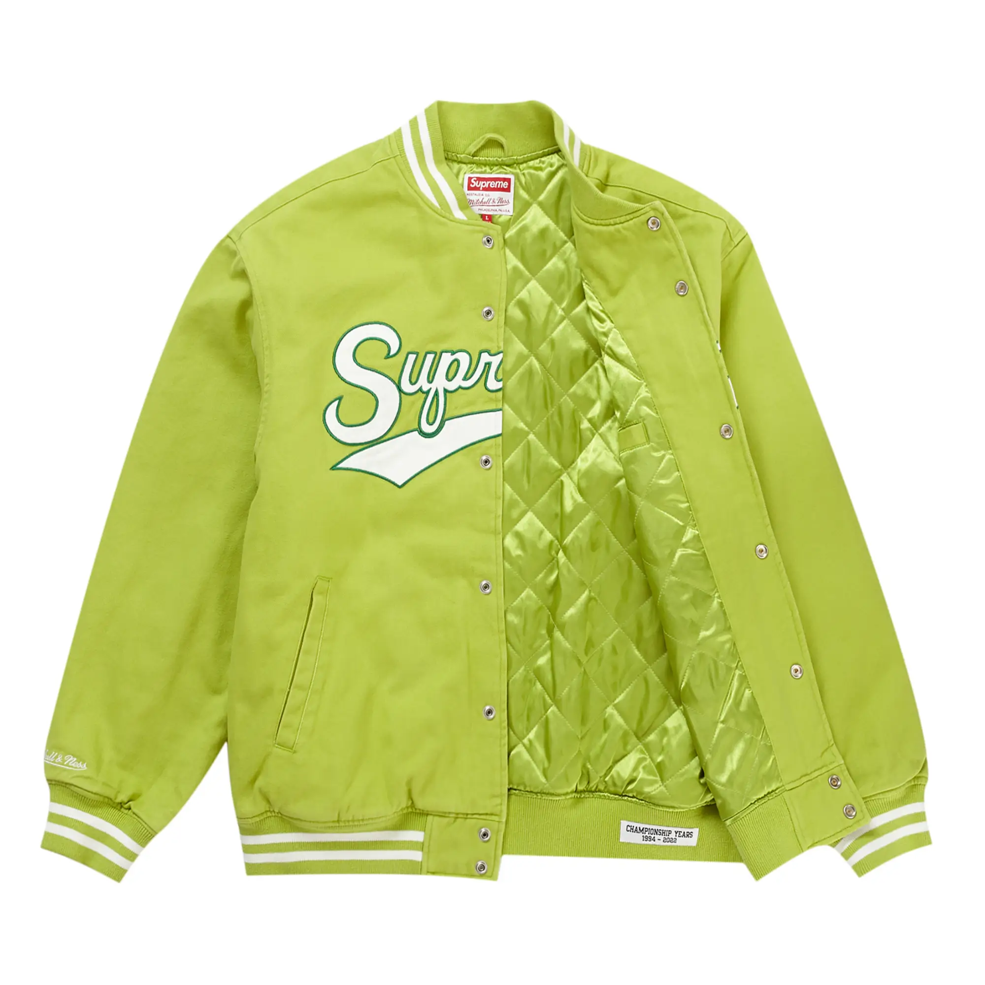 Supreme X Mitchell & Ness Doughboy Twill Light Green Varsity Jacket - Image 3