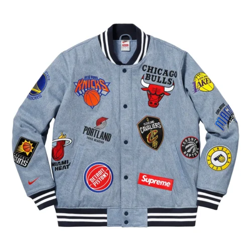 Supreme X Nike/NBA Teams Warm-Up Blue Varsity Jacket