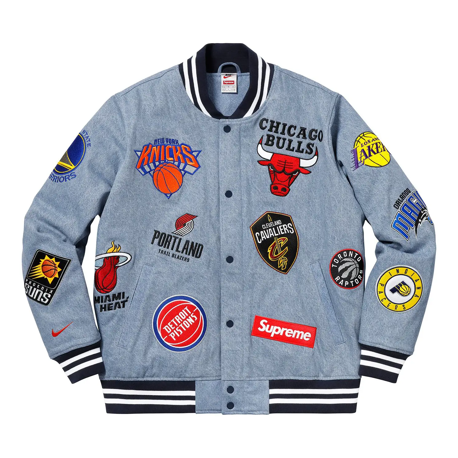 Supreme X Nike/NBA Teams Warm-Up Blue Varsity Jacket