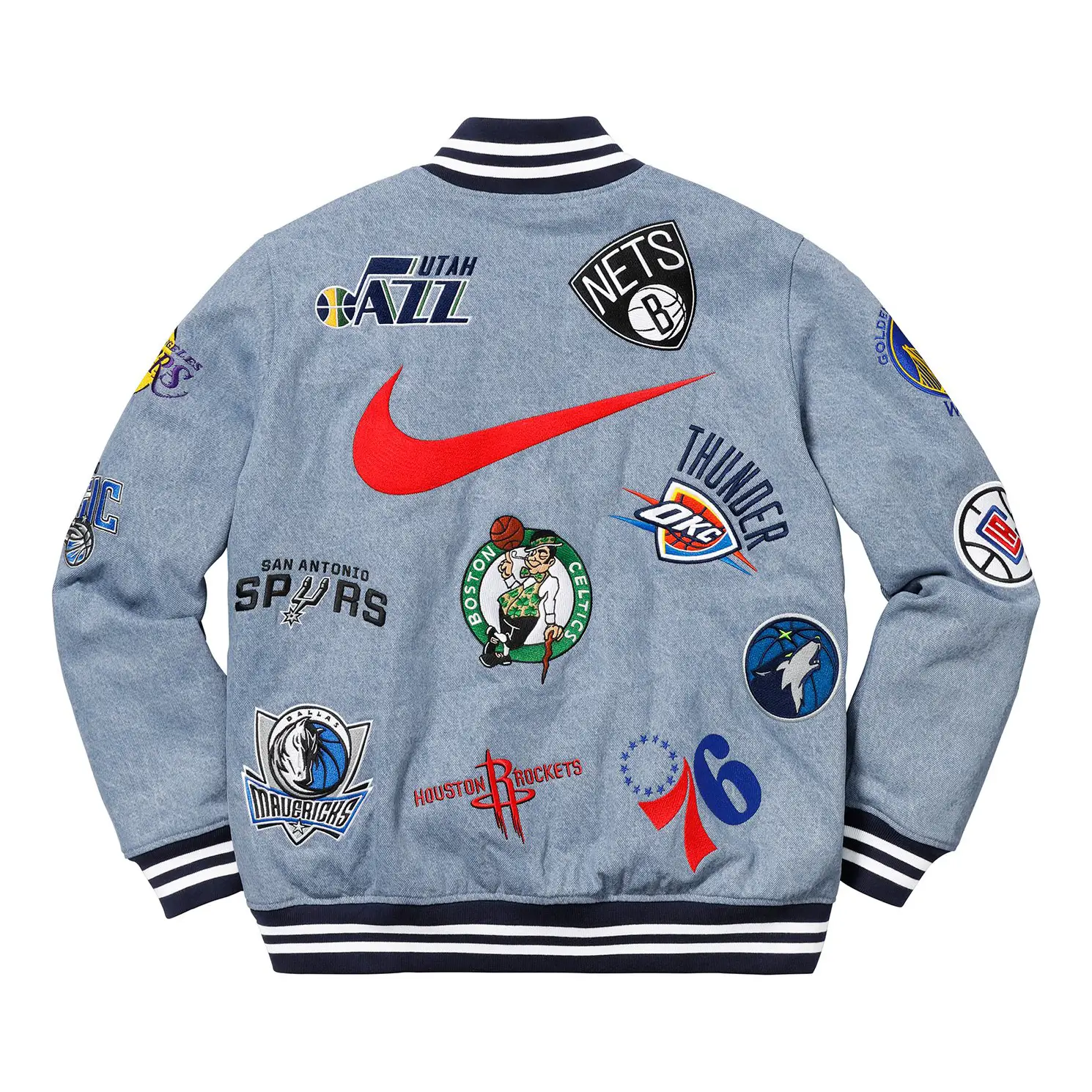 Supreme X Nike/NBA Teams Warm-Up Blue Varsity Jacket - Image 2