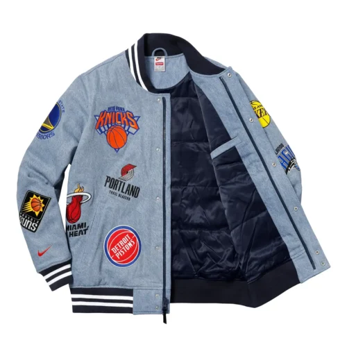 Supreme X Nike/NBA Teams Warm-Up Blue Varsity Jacket - Image 3