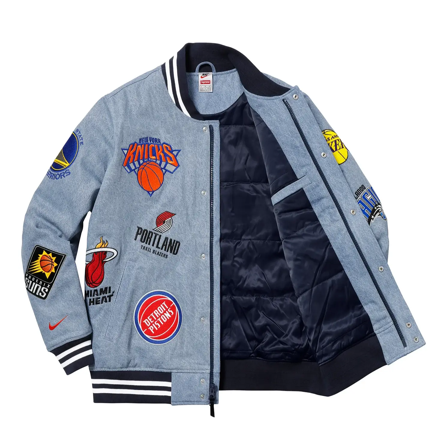 Supreme X Nike/NBA Teams Warm-Up Blue Varsity Jacket - Image 3