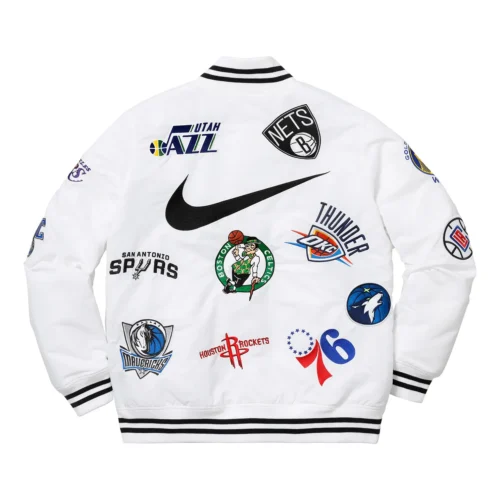 Alternative view of Supreme X Nike/NBA Teams Warm-Up White Varsity Jacket