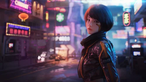 Alternative view of Syn Leather Jacket Cyberpunk 2077