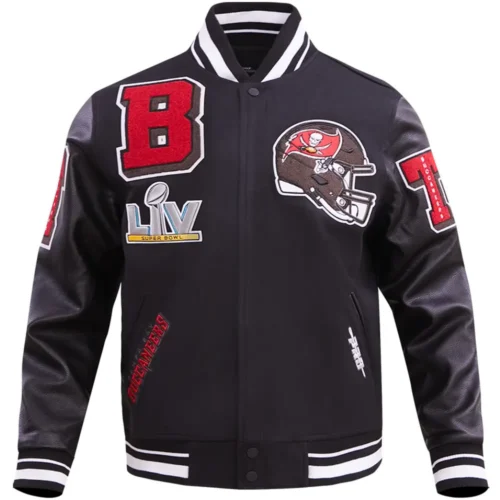 Tampa Bay Buccaneers Mashup Black Wool & Leather Varsity Jacket