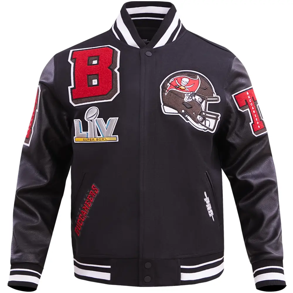 Tampa Bay Buccaneers Mashup Black Wool & Leather Varsity Jacket