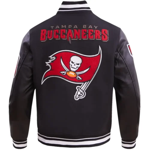 Tampa Bay Buccaneers Mashup Black Wool & Leather Varsity Jacket - Image 4