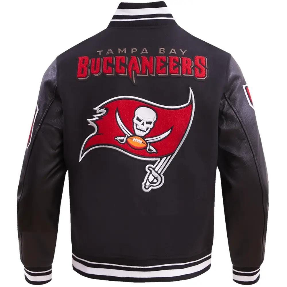 Tampa Bay Buccaneers Mashup Black Wool & Leather Varsity Jacket - Image 4