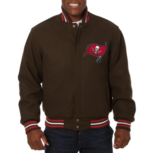 Tampa Bay Buccaneers One Color Full Black Full Wool Varsity Jacket