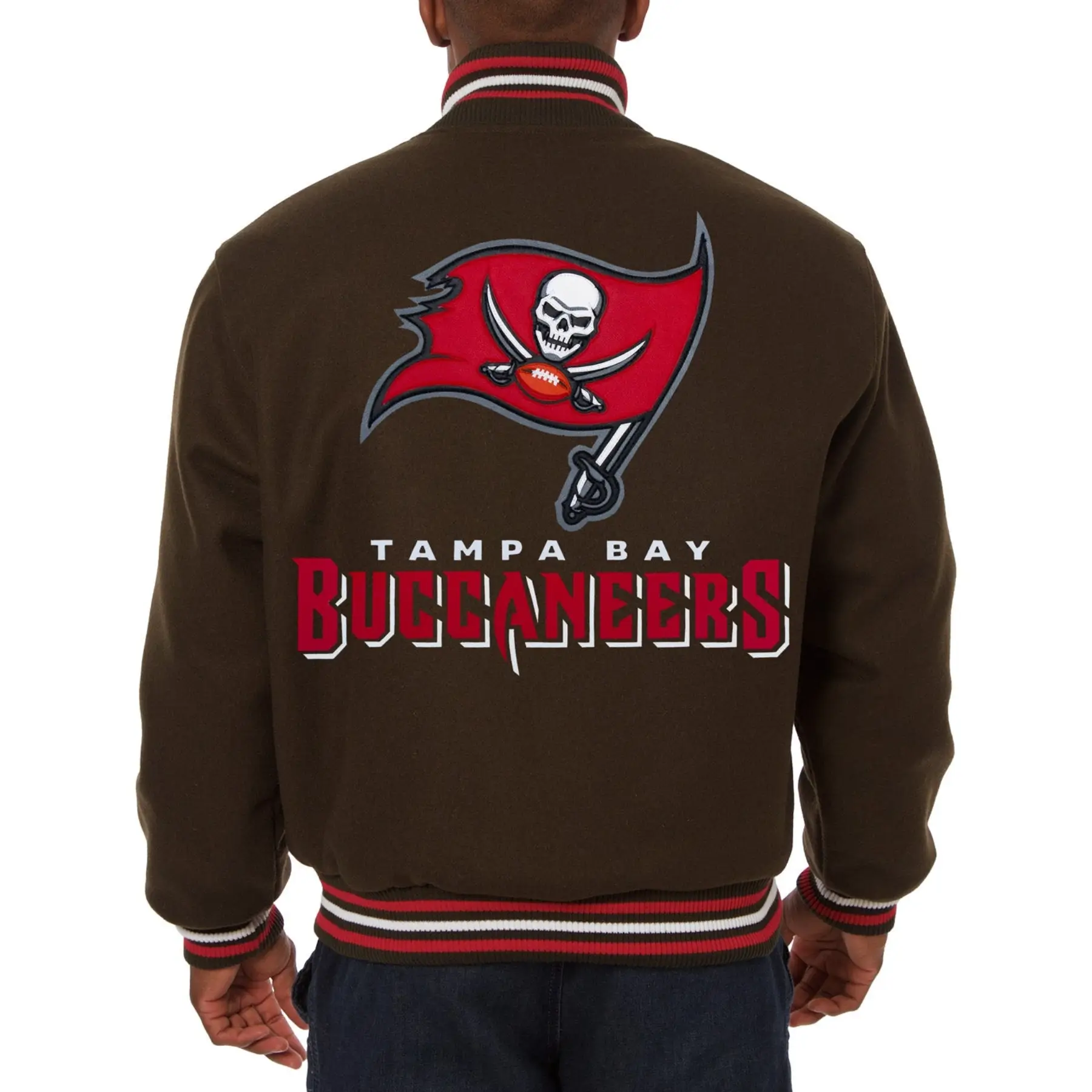 Tampa Bay Buccaneers One Color Full Black Full Wool Varsity Jacket - Image 2