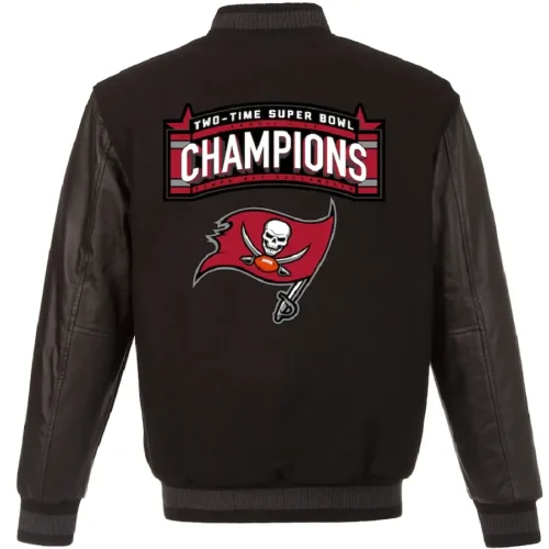 Alternative view of Tampa Bay Buccaneers Super Bowl LV Champions Teams One Color Black Wool & Leather Varsity Jacket