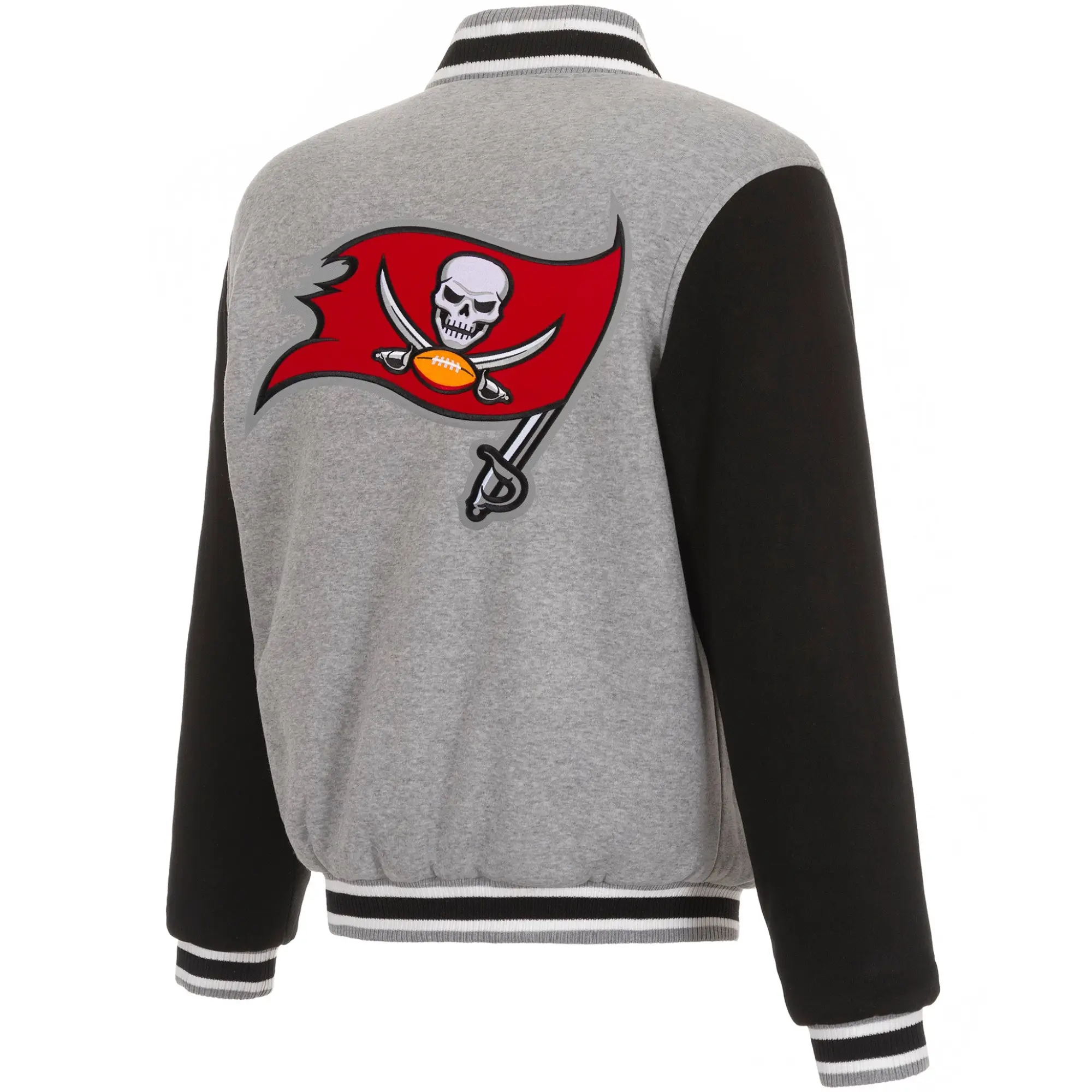 Tampa Bay Buccaneers Two Tone Gray/Black Wool Varsity Jacket - Image 2