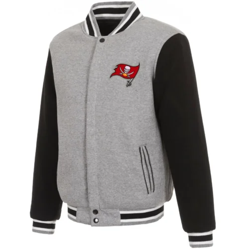 Tampa Bay Buccaneers Two Tone Gray/Black Wool Varsity Jacket