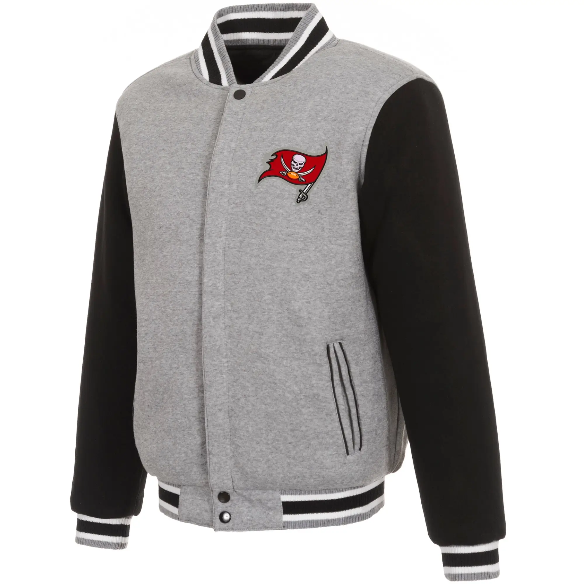Tampa Bay Buccaneers Two Tone Gray/Black Wool Varsity Jacket