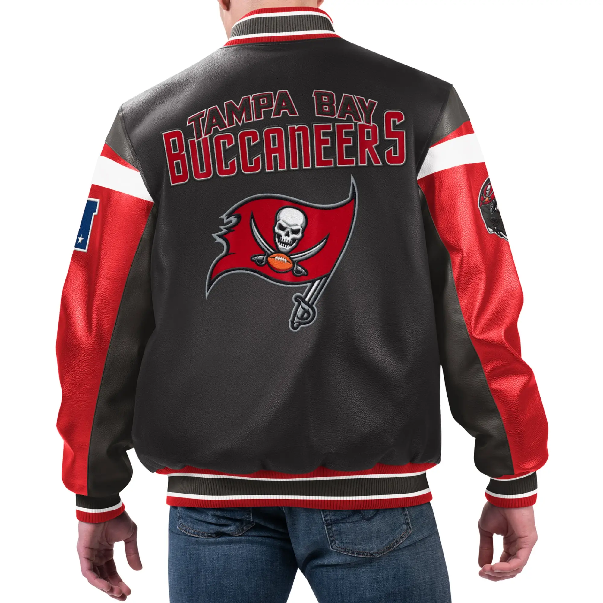 Tampa Bay Buccaneers Full-Zip Leather Varsity Jacket - Image 2