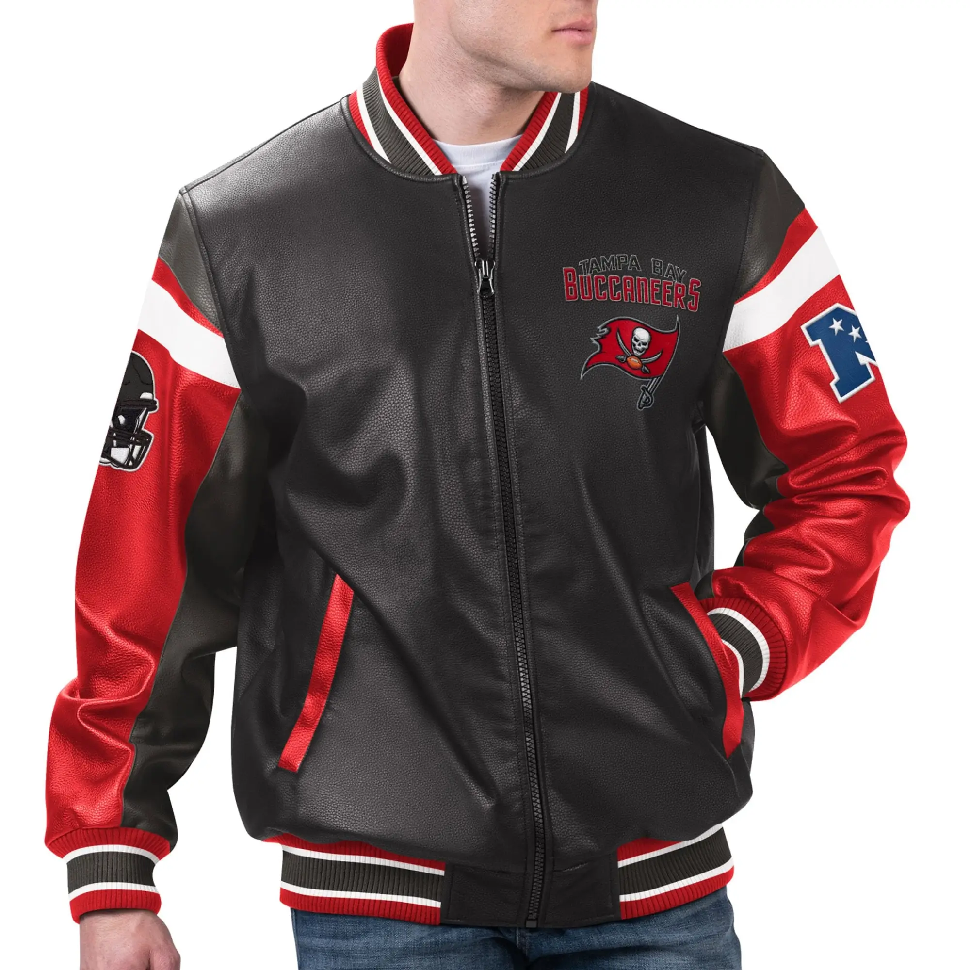 Tampa Bay Buccaneers Full-Zip Leather Varsity Jacket