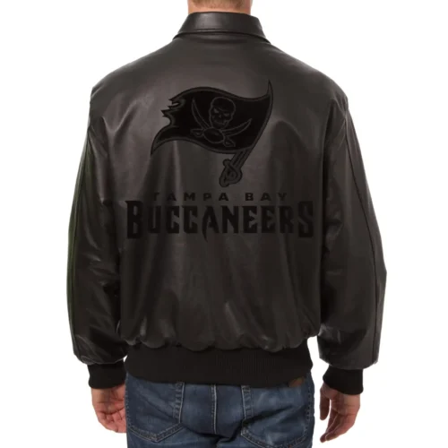 Alternative view of Tampa Bay Buccaneers Shirt Collar Full Black Leather Jacket