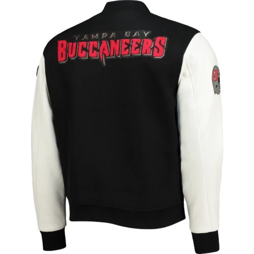 Alternative view of Tampa Bay Buccaneers Classic Wool & Leather Varsity Jacket - Black/White