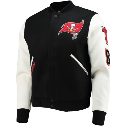 Tampa Bay Buccaneers Classic Wool & Leather Varsity Jacket - Black/White