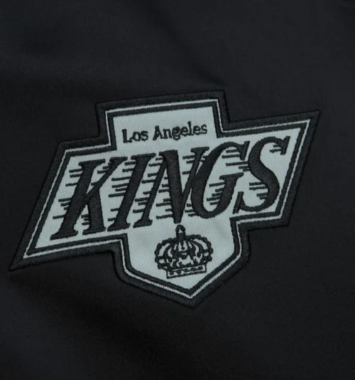 Los Angeles Kings Team OG 2.0 Full-Snap Rib Knitted Black Satin Varsity Jacket - Image 3