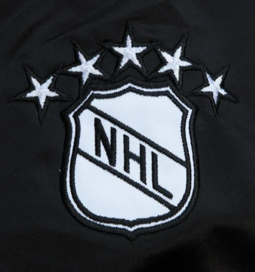 Los Angeles Kings Team OG 2.0 Full-Snap Rib Knitted Black Satin Varsity Jacket - Image 4