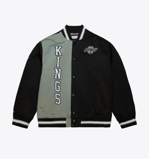 Los Angeles Kings Team OG 2.0 Full-Snap Rib Knitted Black Satin Varsity Jacket