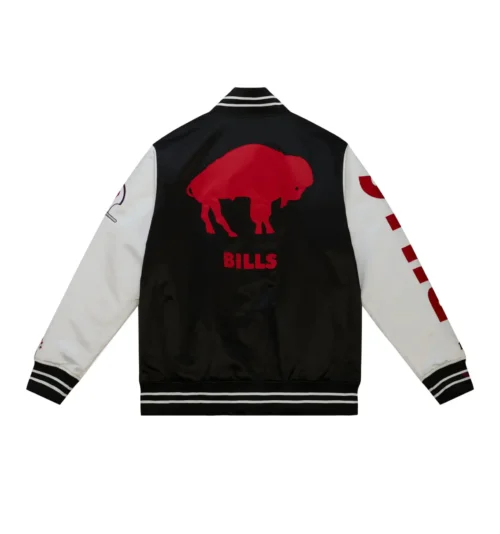 Alternative view of Buffalo Bills Team Origins Varsity Satin Jacket - Black/White