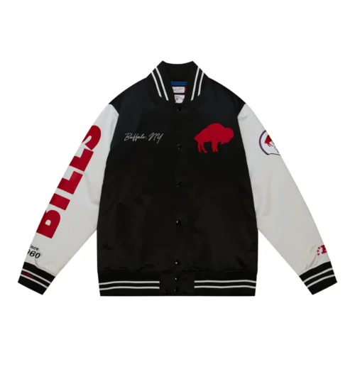 Buffalo Bills Team Origins Varsity Satin Jacket - Black/White