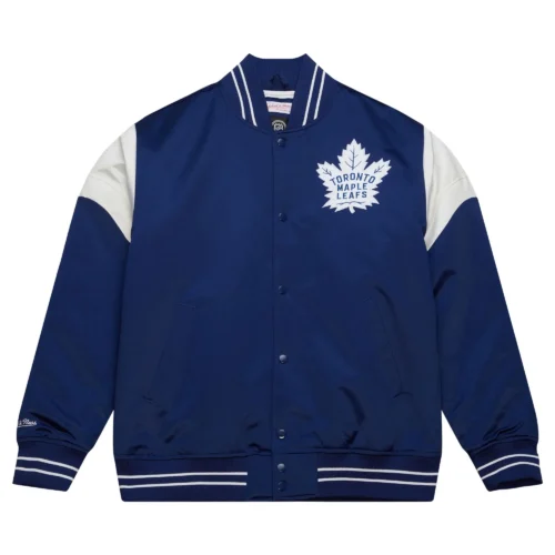 Toronto Maple Leafs Cooperstown Heavyweight Full-Snap Satin Varsity Jacket - Blue