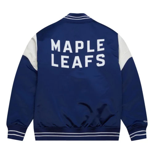 Alternative view of Toronto Maple Leafs Cooperstown Heavyweight Full-Snap Satin Varsity Jacket - Blue
