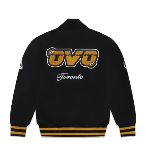 Alternative view of Toronto Raptors Full-Snap Black Black Wool Varsity Jacket
