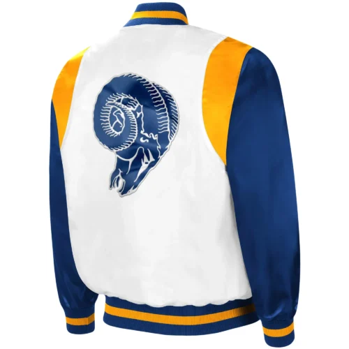 Alternative view of Los Angeles Rams Retro The All-American Satin Varsity Jacket - White