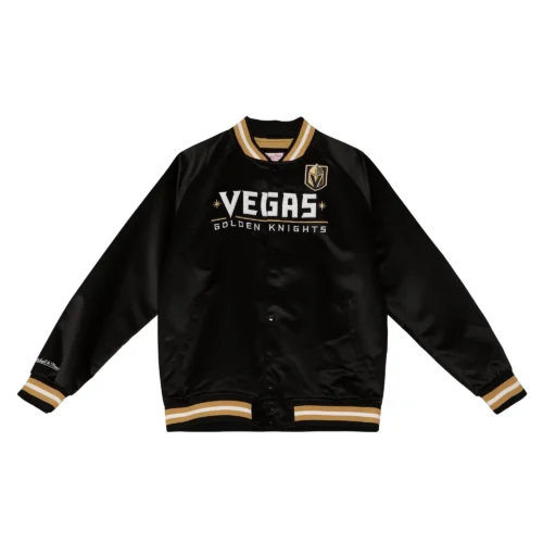 Vegas Golden Knights Ribbed Knitted Black Varsity Jacket