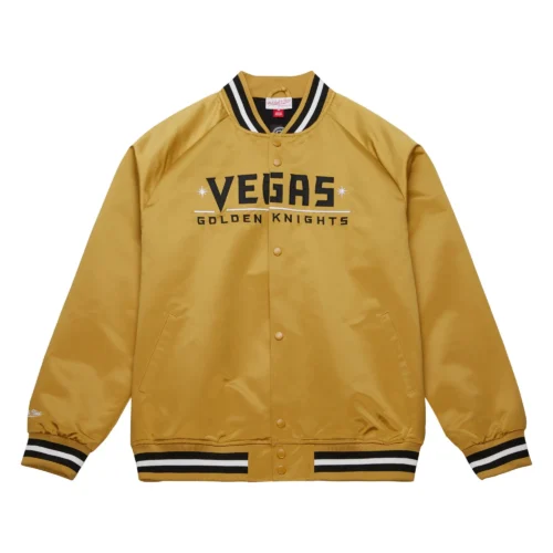 Vegas Golden Knights Throwback Wordmark Satin Varsity Jacket