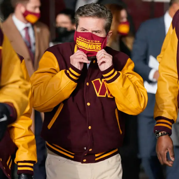 Washington Commanders Letterman Full-Snap Maroon/Yellow Wool & Leather Varsity Jacket - Image 3