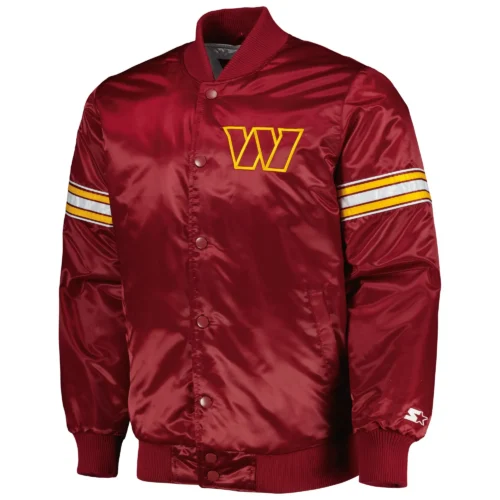 Washington Commanders Pick & Roll Maroon Satin Varsity Jacket